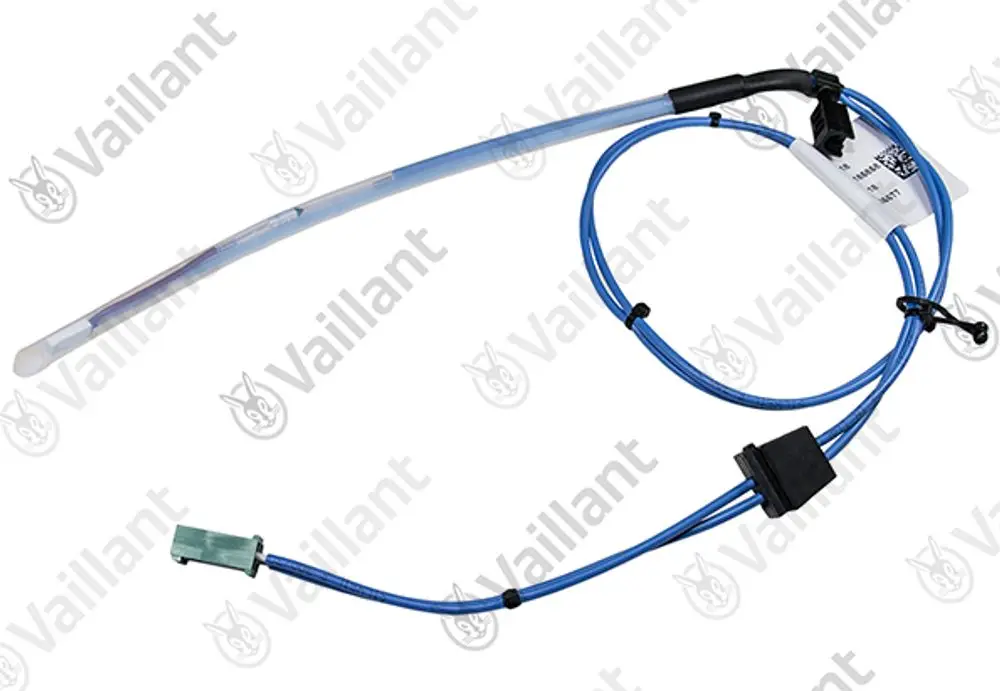 Vaillant Sicherheitstemperaturbegrenzer mit mehreren blauen Kabeln und einem Sensorende, geeignet für bestimmte Heizsysteme.